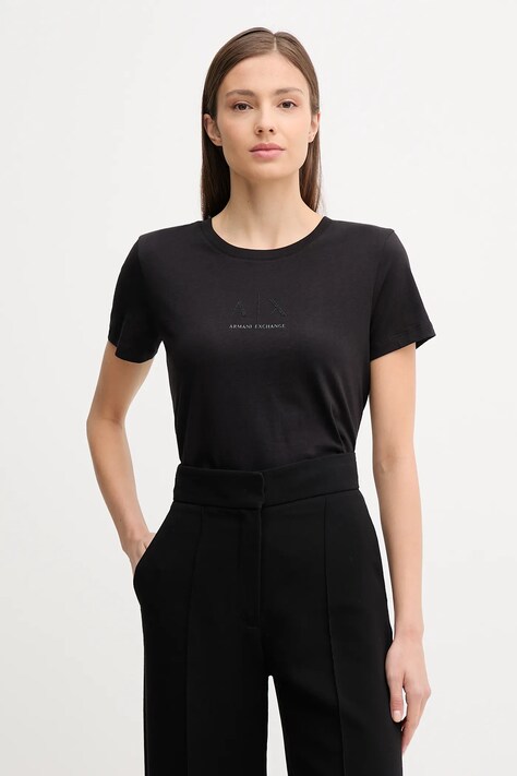Armani Exchange t-shirt bawełniany damski kolor czarny XW001459 AF10356