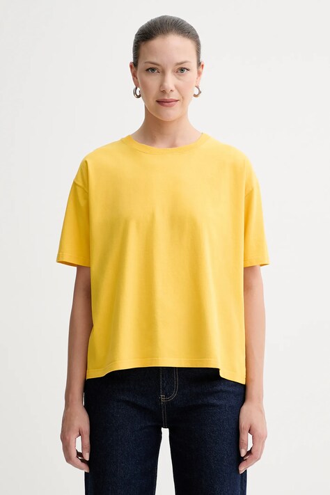 American Vintage tricou din bumbac culoarea galben, FIZ02A