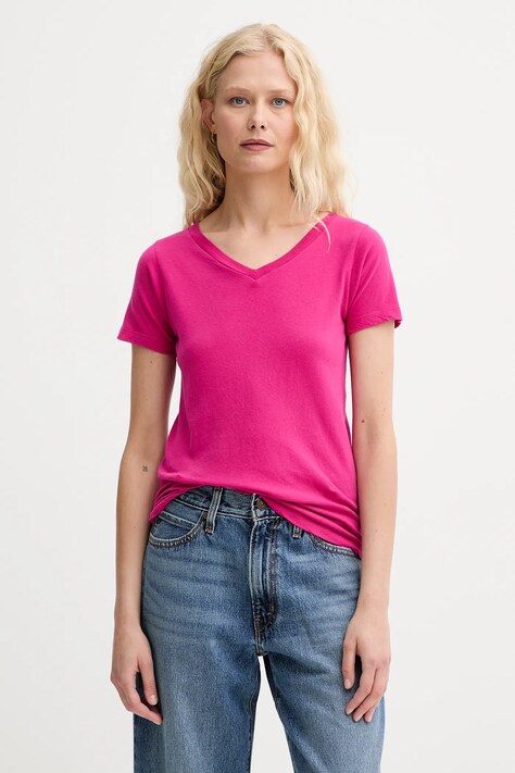 American Vintage tricou din bumbac culoarea roz, GAMI02D