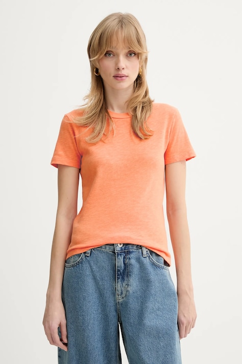 American Vintage t-shirt bawełniany damski kolor pomarańczowy SON28G