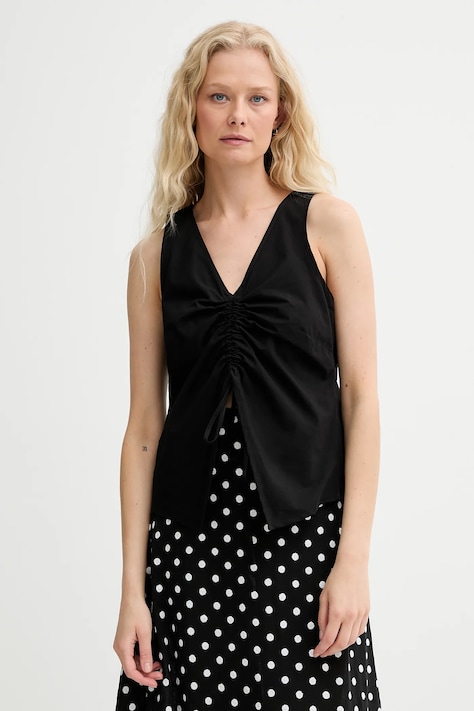 Renewed camicetta in cotone creative upcycling donna colore nero Renewed INTU x Answear