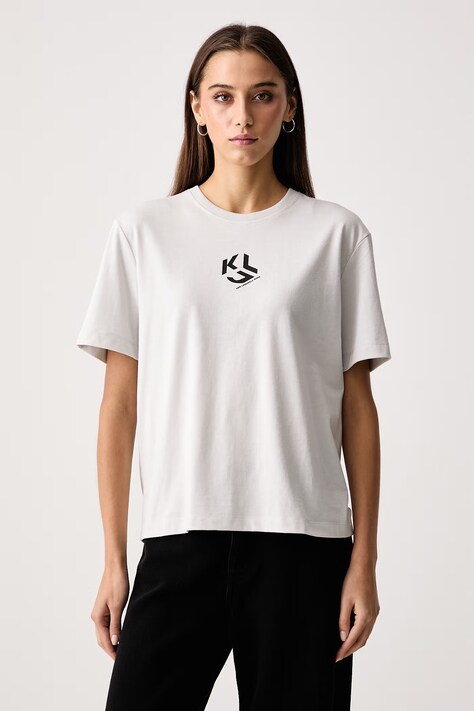 Karl Lagerfeld Jeans T-shirt damski z bawełną szary B1W17086