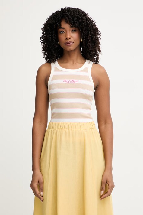 MC2 Saint Barth top damski bawełniany z elastanem beżowy AAD001