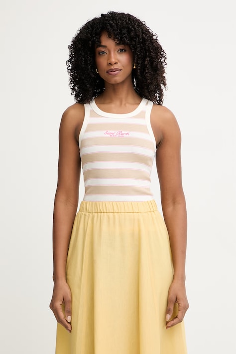 MC2 Saint Barth top damski bawełniany z elastanem beżowy AAD001