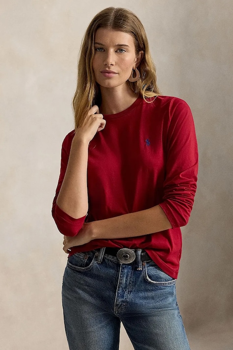 Polo Ralph Lauren Longsleeve damski bawełniany czerwony 211B14604