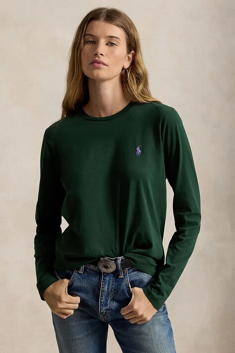 Polo Ralph Lauren Longsleeve damski bawełniany zielony 211B14604