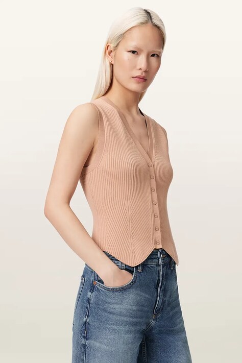 AllSaints top dámsky z viskózy oranžový W023KA