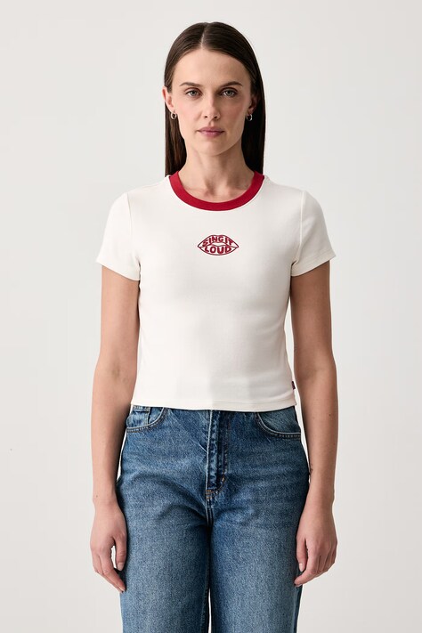 Levi's T-shirt damski z bawełną GR ESSENTIAL BABY beżowy 008CH