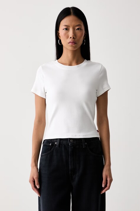 Levi's тениска дамска от памук с еластан ESSENTIAL BABY бяла 0085R