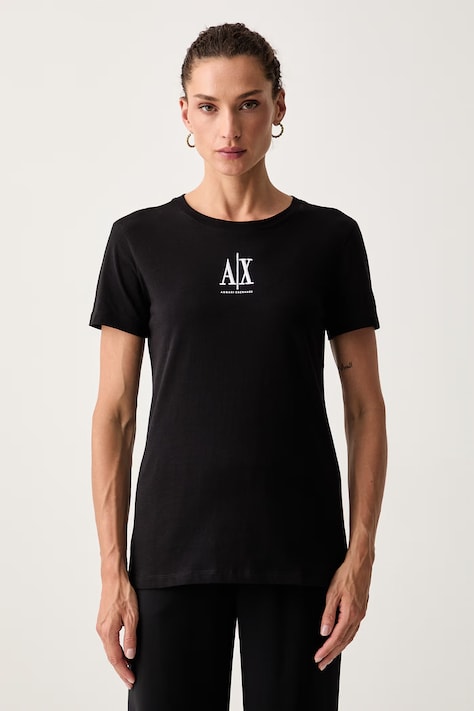 Armani Exchange t-shirt da donna in cotone nera XW003063 AF10356