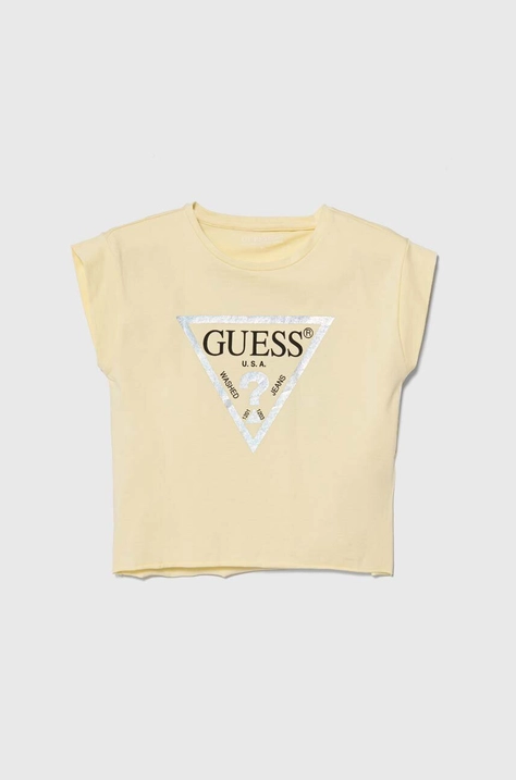 Παιδικό μπλουζάκι Guess χρώμα: κίτρινο