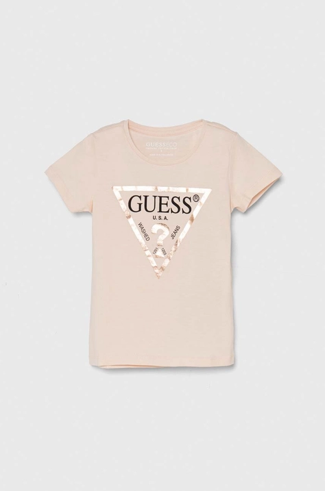 Бавовняна футболка Guess колір рожевий