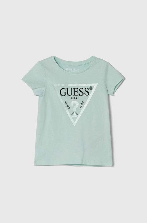 Guess tricou din bumbac culoarea turcoaz