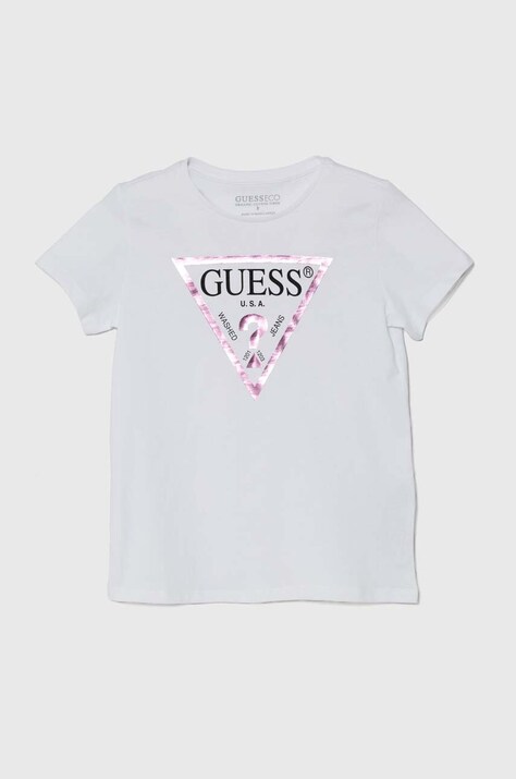 Детская хлопковая футболка Guess цвет белый J73I56 K8HM0