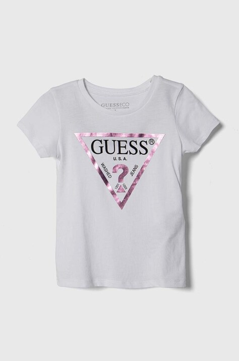 Guess t-shirt bawełniany dziecięcy kolor biały K73I56 K8HM0