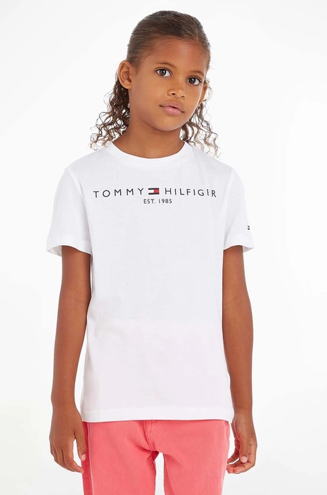 Otroški bombažen t-shirt Tommy Hilfiger bela barva