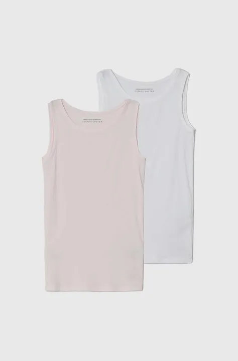 United Colors of Benetton t-shirt dziecięcy 2-pack kolor różowy gładki
