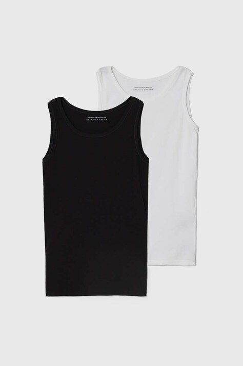 United Colors of Benetton tricou copii 2-pack culoarea negru, neted
