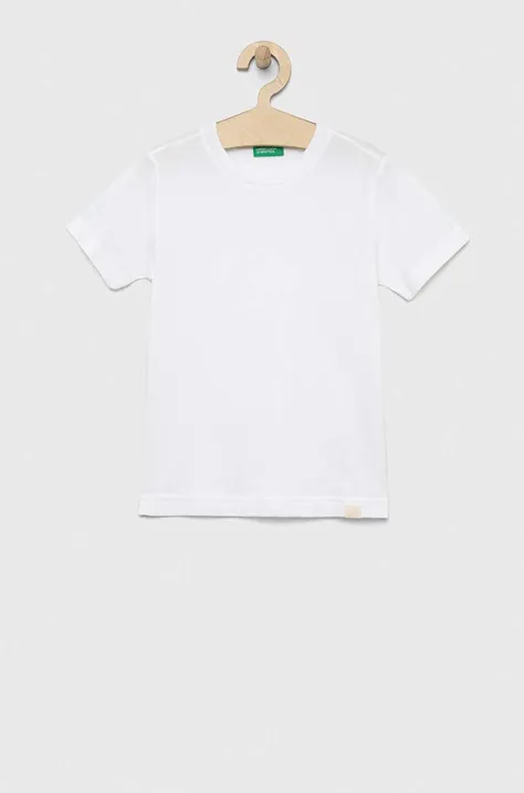 United Colors of Benetton t-shirt bawełniany dziecięcy kolor biały gładki