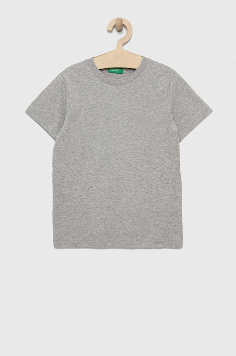 United Colors of Benetton tricou de bumbac pentru copii culoarea gri, neted