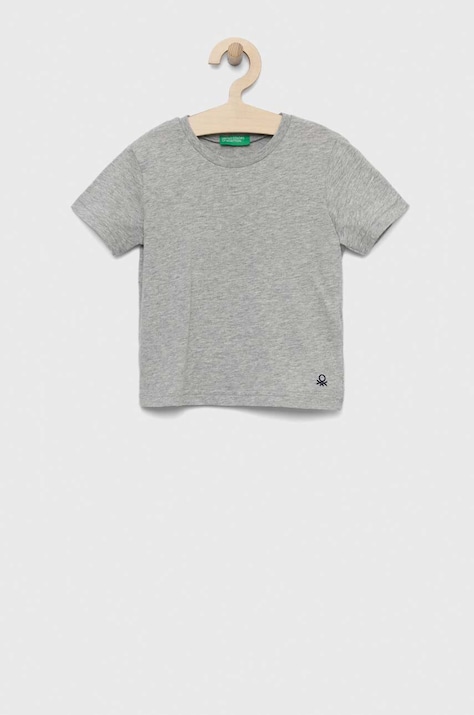 Παιδικό βαμβακερό μπλουζάκι United Colors of Benetton χρώμα: γκρι
