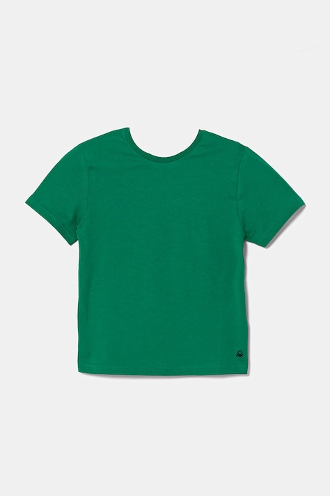 United Colors of Benetton tricou de bumbac pentru copii culoarea verde, neted