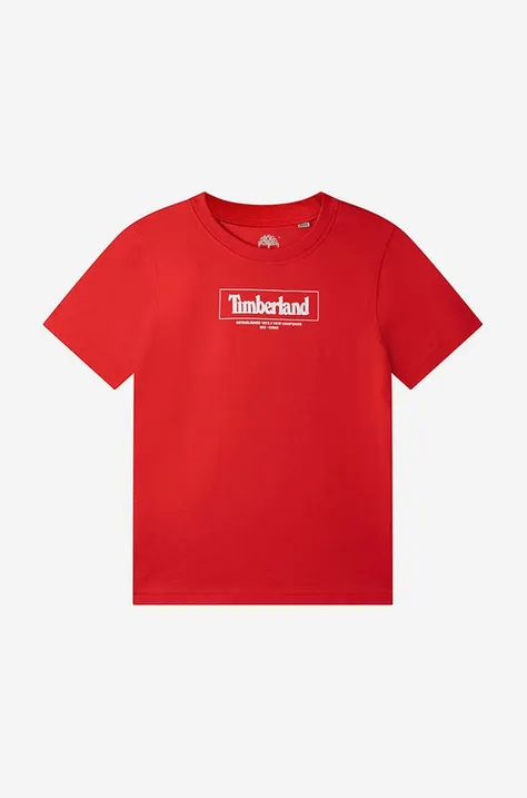 Дитяча бавовняна футболка Timberland Short Sleeves Tee-shirt колір червоний з принтом