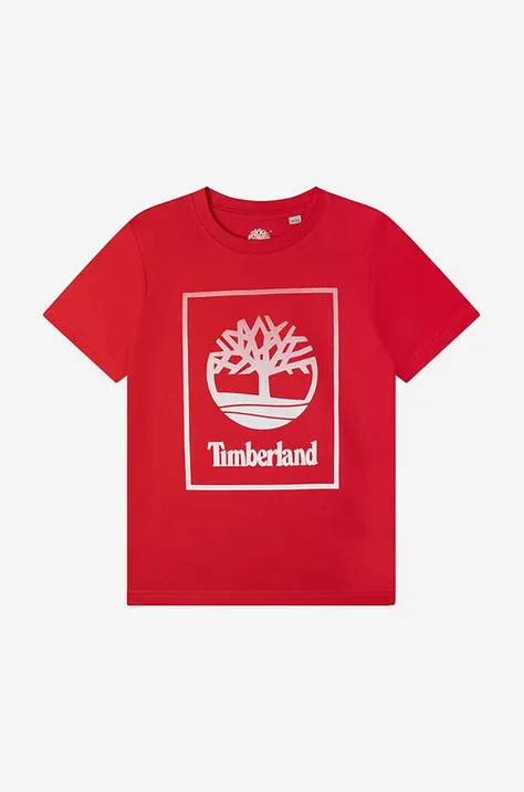 Παιδικό βαμβακερό μπλουζάκι Timberland Short Sleeves Tee-shirt χρώμα: κόκκινο