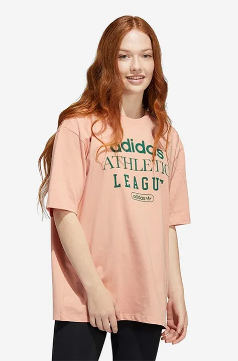 Bavlnené tričko adidas Originals ružová farba, vzorovaný