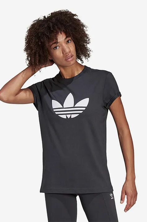 Хлопковая футболка adidas Originals цвет чёрный узорная HU1629-black