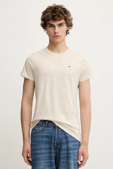 Tommy Jeans tricou din bumbac culoarea alb, uni, DM0DM04411