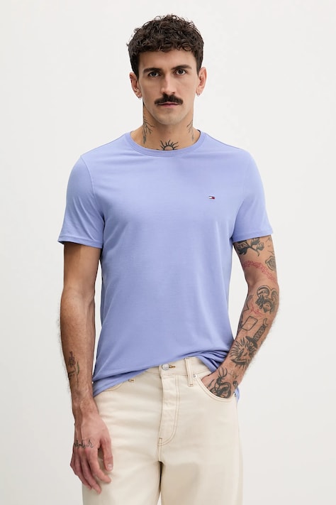 Tommy Jeans t-shirt bawełniany męski kolor niebieski gładki DM0DM04411