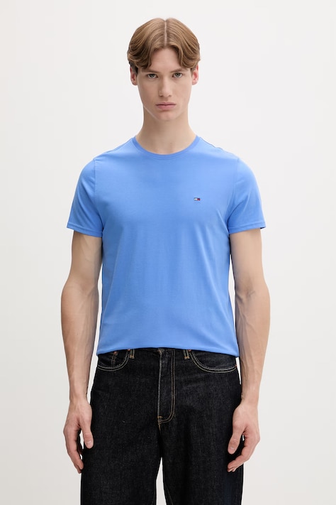Tommy Jeans t-shirt męski bawełniany niebieski DM0DM04411