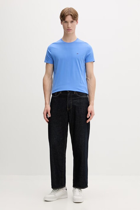 Tommy Jeans t-shirt męski bawełniany niebieski DM0DM04411