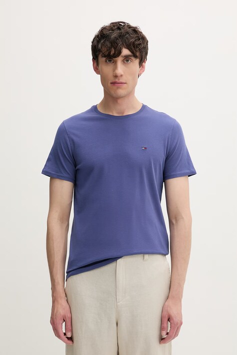 Tommy Jeans T-shirt męski bawełniany niebieski DM0DM04411