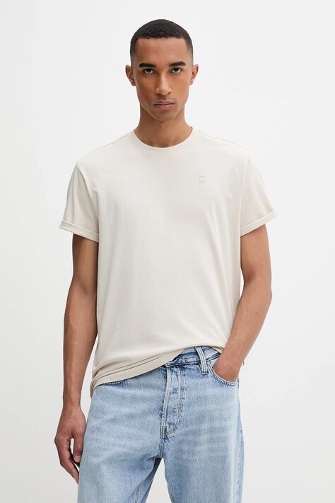 G-Star Raw t-shirt bawełniany męski kolor beżowy gładki D16396-B353