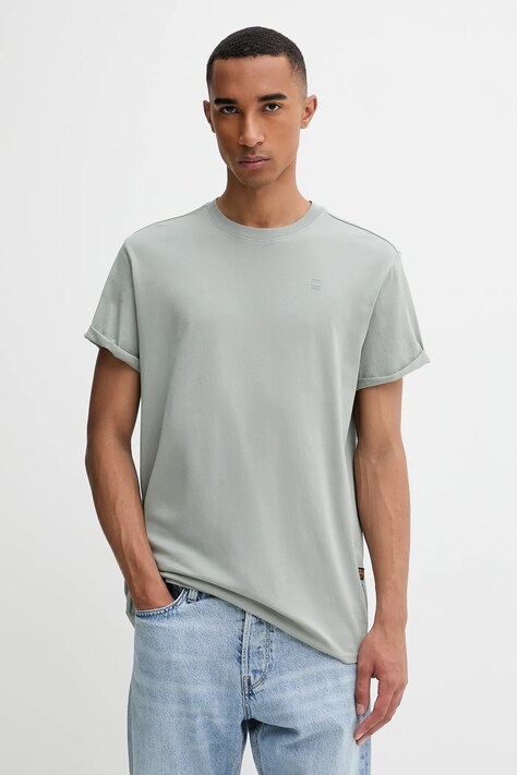 G-Star Raw t-shirt bawełniany męski kolor turkusowy gładki D16396-B353