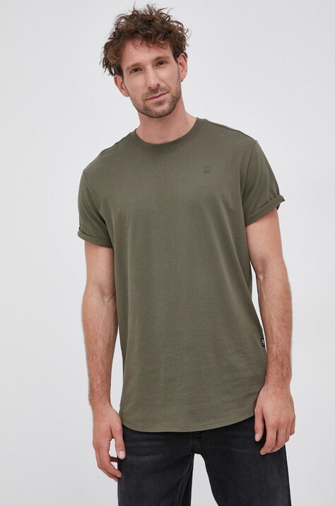 G-Star tricou din bumbac culoarea verde, uni
