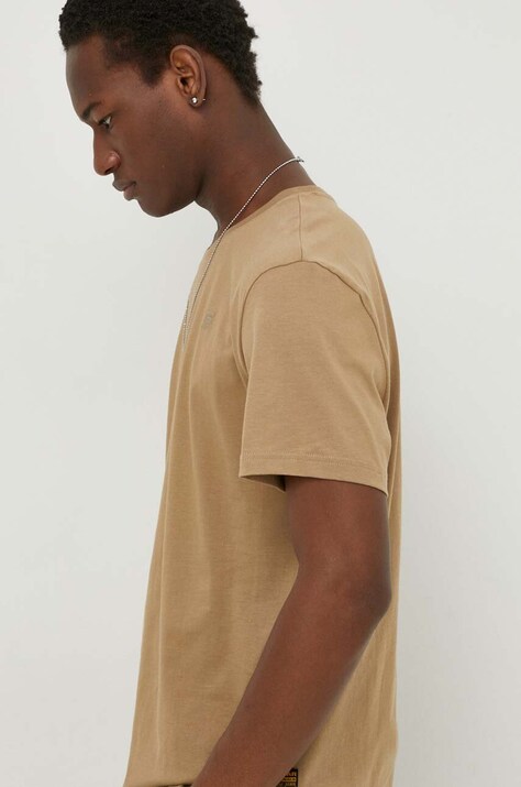 G-Star tricou din bumbac bărbați, culoarea bej, uni, D16411-336