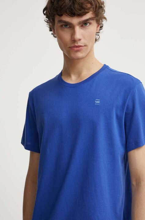 G-Star t-shirt bawełniany męski kolor niebieski gładki