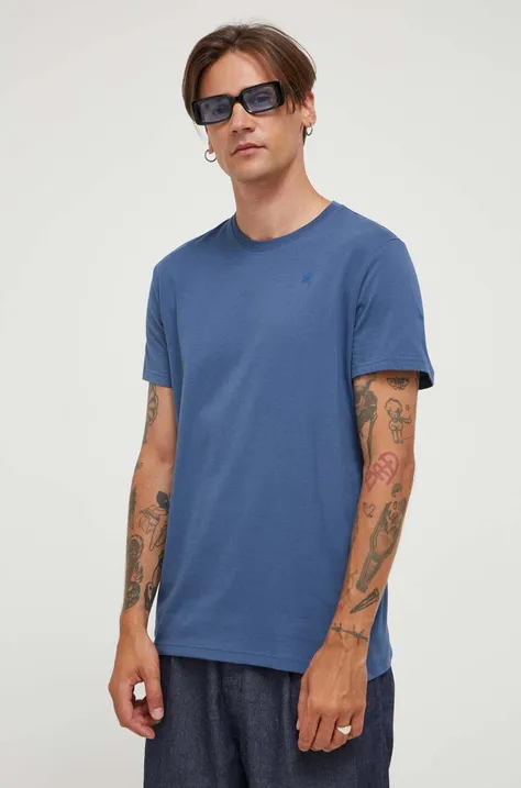 Бавовняна футболка G-Star Raw чоловічий колір синій однотонний