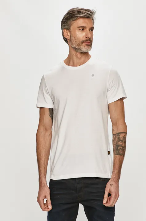 Bavlnené tričko G-Star Raw pánsky, biela farba, jednofarebný