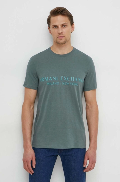 Μπλουζάκι Armani Exchange χρώμα: πράσινο