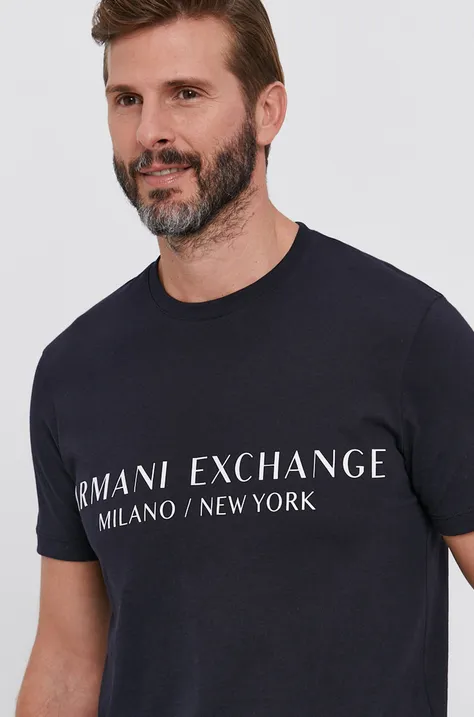 Tričko Armani Exchange pánske, tmavomodrá farba, s potlačou, 8NZT72 Z8H4Z NOS