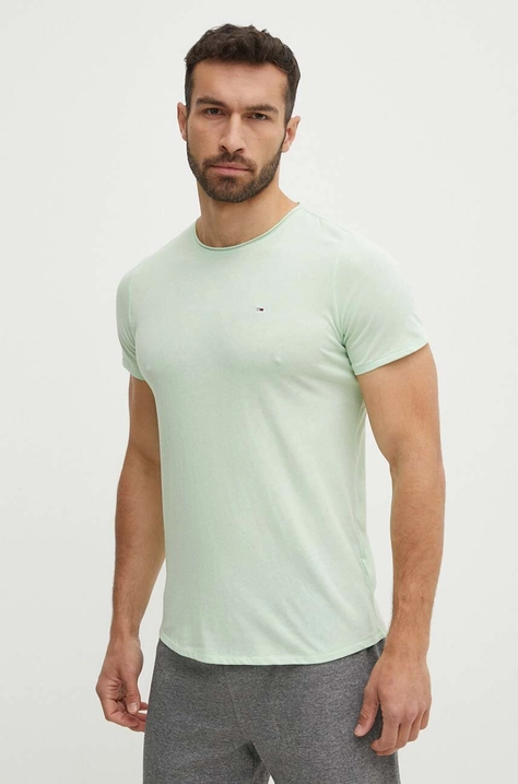 Tommy Jeans t-shirt zöld, férfi, sima