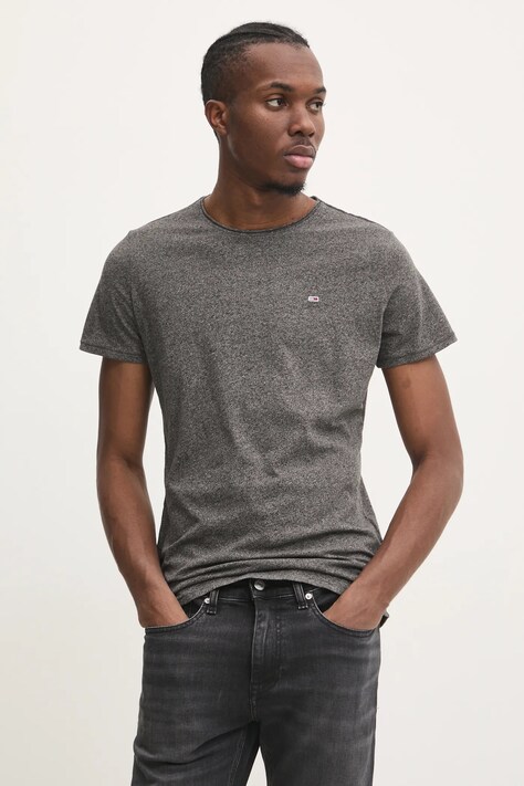 Majica kratkih rukava Tommy Jeans za muškarce, boja: siva, bez uzorka, DM0DM09586