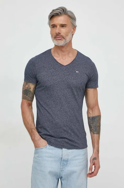 Tommy Jeans t-shirt męski kolor granatowy melanżowy DM0DM09587