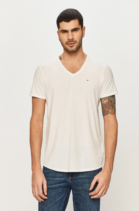 Tommy Jeans t-shirt fehér, férfi, melange