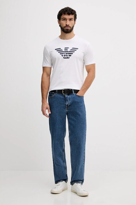 Emporio Armani t-shirt bawełniany męski kolor biały z nadrukiem 8N1TN5 1JPZZ