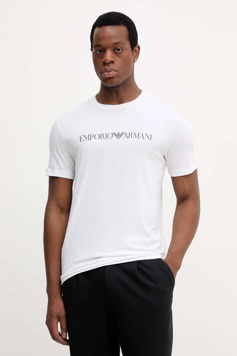 Emporio Armani t-shirt bawełniany męski kolor biały z nadrukiem 8N1TN5 1JPZZ